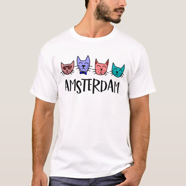 Amsterdam Skyline Cat T-Shirt (Front)