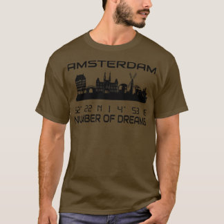 Amsterdam Skyline GPS Coordinates City Dream City T-Shirt