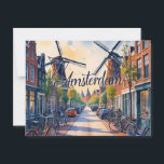 Amsterdam Skyline  Postcard<br><div class="desc">Celebrate the charm and iconic architecture of Amsterdam with this elegant skyline. Featuring a detailed silhouette of the city’s famous buildings, canals, and historic landmarks, this modern beautifully captures the essence of the Dutch capital. Designed in a sleek minimalist style, this artwork brings a sense of sophistication and wanderlust to...</div>