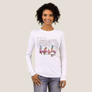 Amsterdam Skyline with Flowery Typology Tri-Blend Shirt