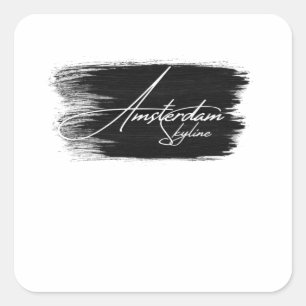 Amsterdam Skyline Writing Square Sticker