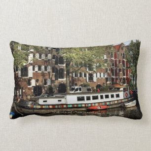 Amsterdam Souvenir - Canal Barge Memories Lumbar Cushion