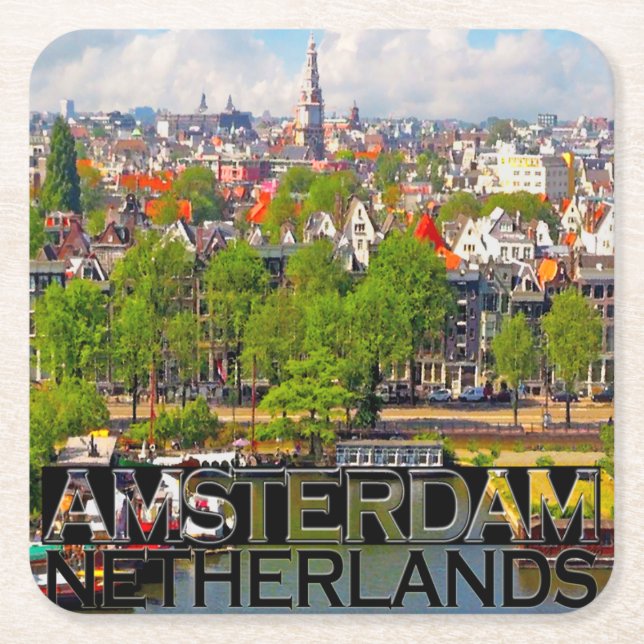 Amsterdam Square Paper Coaster (Front)