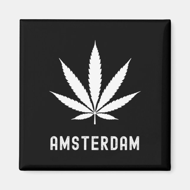 Amsterdam Stoner Pot Leaf Travel Vacation  Magnet (Front)