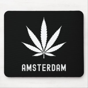 Amsterdam Stoner Pot Leaf Travel Vacation Mouse Pad