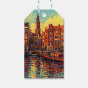 Amsterdam Sunset Glow Artistic Dutch Charm Gift Tags