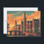 Amsterdam sunset Skyline  Postcard<br><div class="desc">Celebrate the charm and iconic architecture of Amsterdam with this elegant skyline. Featuring a detailed silhouette of the city’s famous buildings, canals, and historic landmarks, this modern beautifully captures the essence of the Dutch capital. Designed in a sleek minimalist style, this artwork brings a sense of sophistication and wanderlust to...</div>