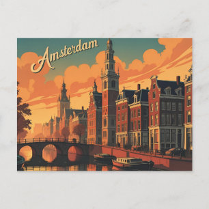 Amsterdam sunset Skyline Postcard
