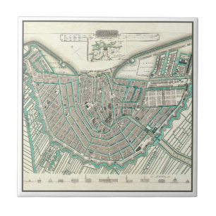 Amsterdam, The Netherlands • Antique City Plan Map Tile