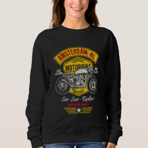 Amsterdam the Netherlands Retro Motorcycle Design Sweatshirt