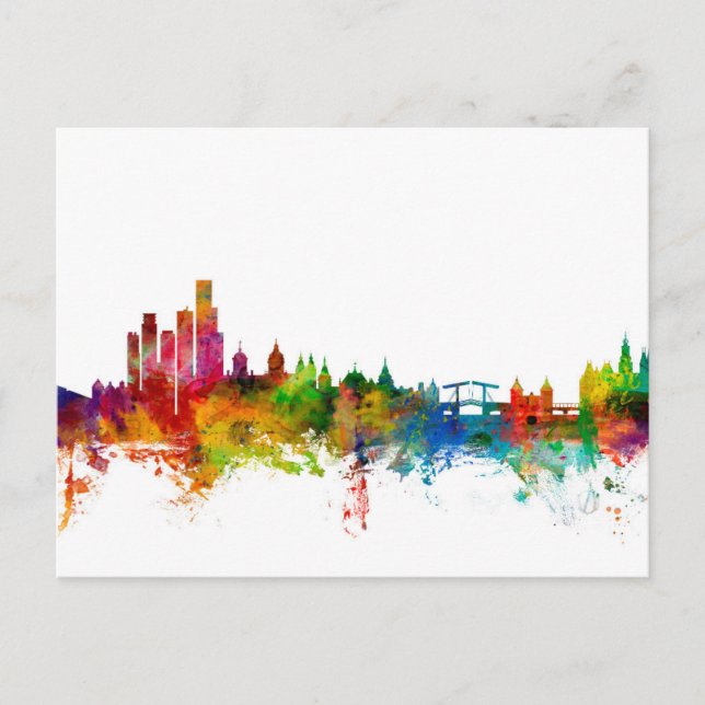 Amsterdam The Netherlands Skyline Postcard (Front)