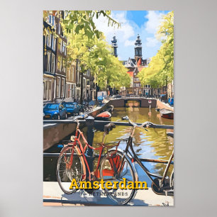 Amsterdam The Netherlands Vintage Travel Poster