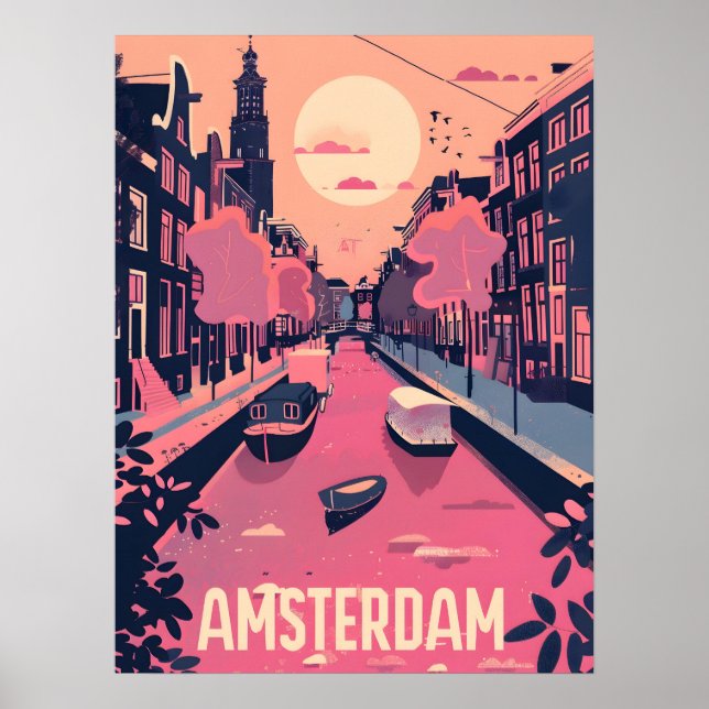 Amsterdam Travel Ad Art Poster (Front)