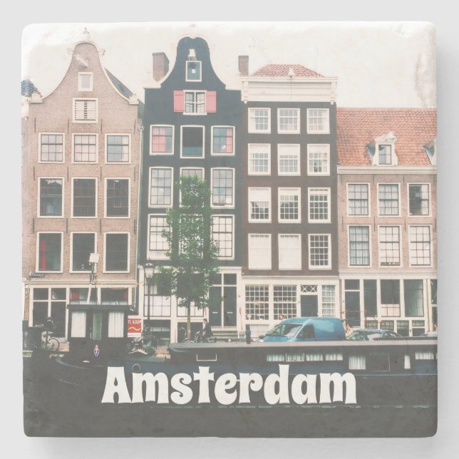 Amsterdam Travel Souvenir Stone Coaster (Front)