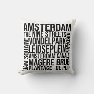 Amsterdam Typography - The Netherlands Word Art Cushion