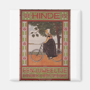 Amsterdam Vintage Bicycle Poster Art Magnet