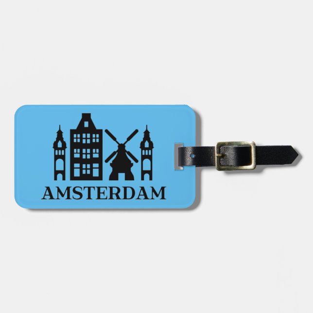 Amsterdam Vintage Decal Luggage Tag (Front Horizontal)