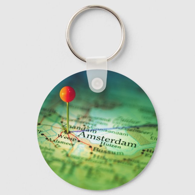 AMSTERDAM Vintage Map Key Ring (Front)
