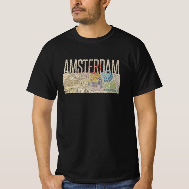 Amsterdam Vintage Map Simplistic T-Shirt (Front)