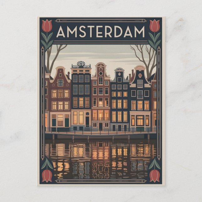 Amsterdam vintage postcard (Front)
