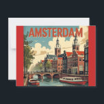 Amsterdam Vintage Skyline  Postcard<br><div class="desc">Celebrate the charm and iconic architecture of Amsterdam with this elegant skyline. Featuring a detailed silhouette of the city’s famous buildings, canals, and historic landmarks, this modern beautifully captures the essence of the Dutch capital. Designed in a sleek minimalist style, this artwork brings a sense of sophistication and wanderlust to...</div>