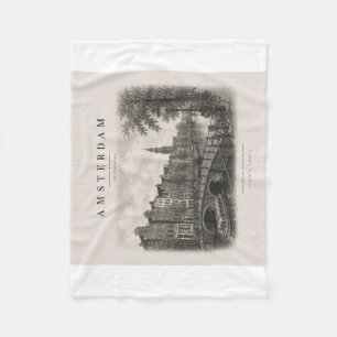 Amsterdam Vintage Travel City Design Fleece Blanket