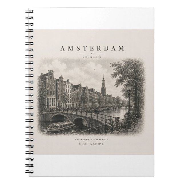 Amsterdam | Vintage Travel City Design Notebook (Front)