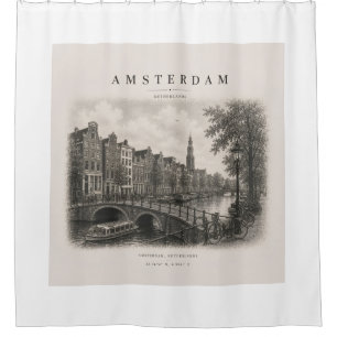 Amsterdam   Vintage Travel City Design Shower Curtain