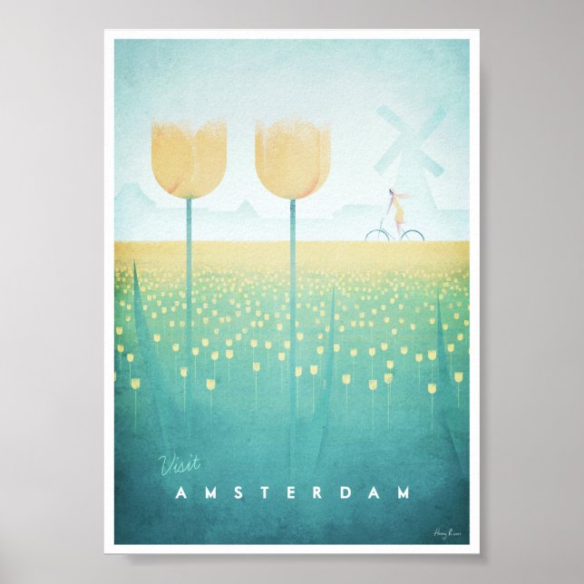 Amsterdam Vintage Travel Poster (Front)