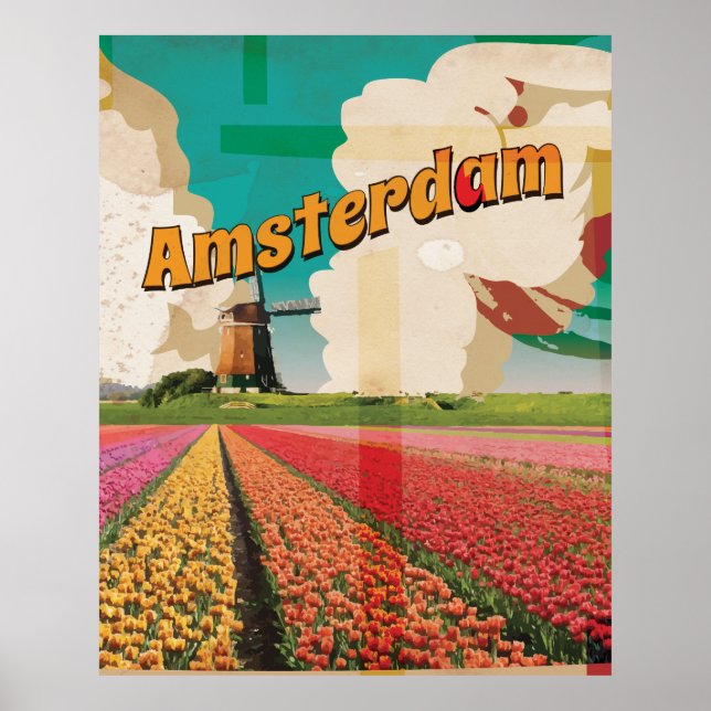 Amsterdam Vintage Travel Poster (Front)