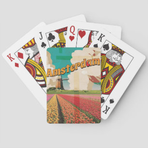 Amsterdam Vintage Travel Poster Playing Cards