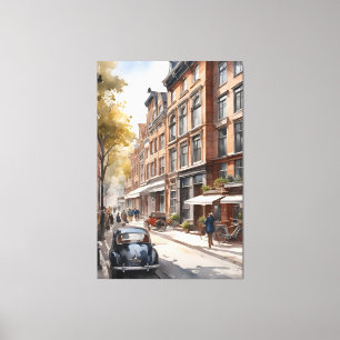 Amsterdam watercolor painting canvas print