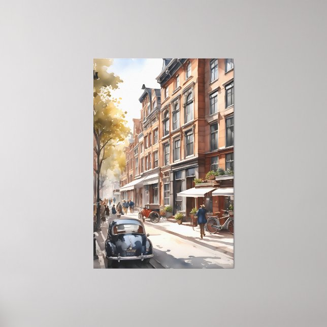 Amsterdam watercolor painting canvas print (Front)