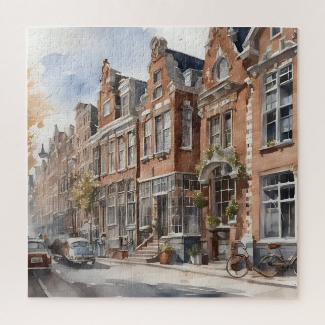 Amsterdam watercolor painting jigsaw puzzle (Vertical)