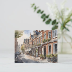 Amsterdam watercolor painting postcard