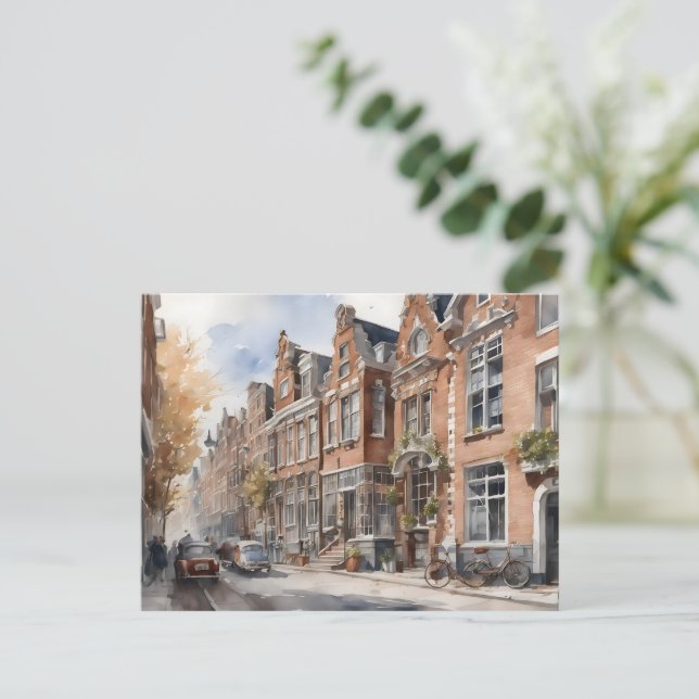 Amsterdam watercolor painting postcard (Standing Front)
