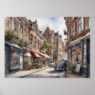 amsterdam watercolor painting poster
