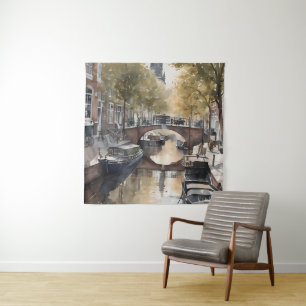 Amsterdam watercolor painting tapestry