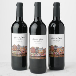 Amsterdam Wedding Favour Personalised Wine Label