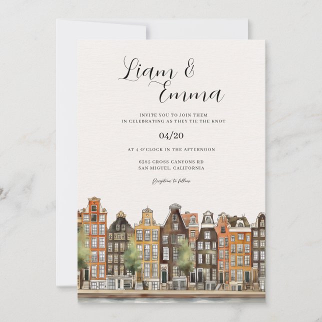 Amsterdam Wedding Invitation Netherlands Holland (Front)
