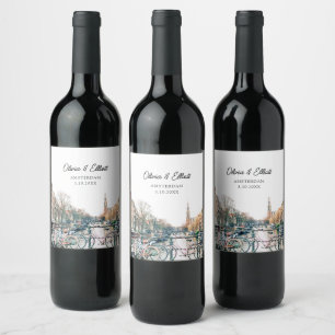 Amsterdam Wedding Personalised Wine Label