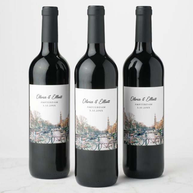 Amsterdam Wedding Personalised Wine Label (Bottles)
