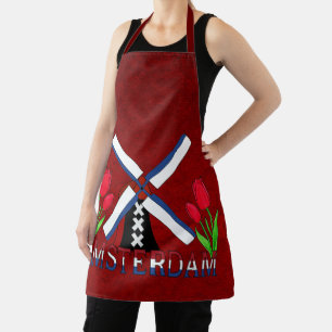 Amsterdam Windmill and Tulips Royal Velvet Apron