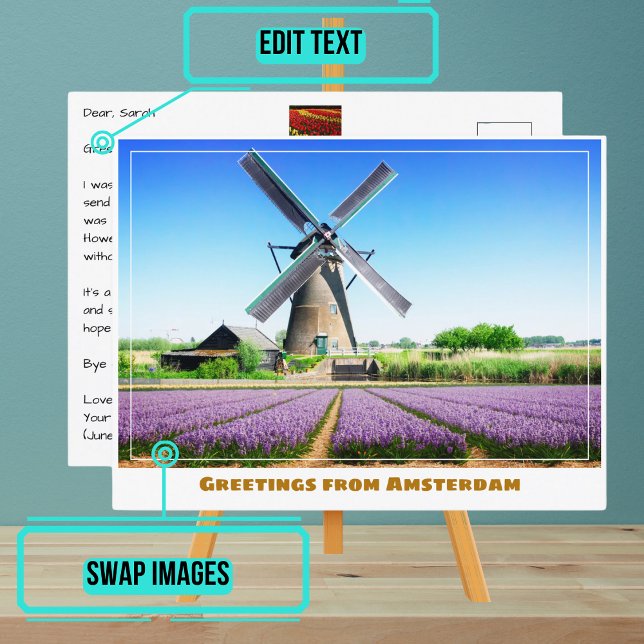 Amsterdam Windmill with Blue Sky Postcard (Please enjoy our postcard)