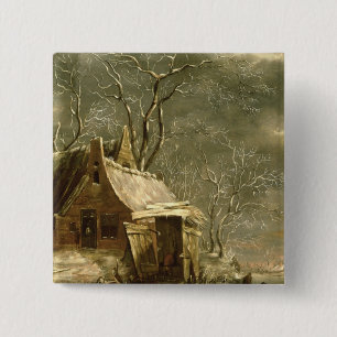 Amsterdam, winter scene, 17th century 15 cm square badge