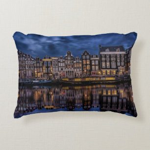 Amsterdam with Canals at Dusk Decorative Cushion