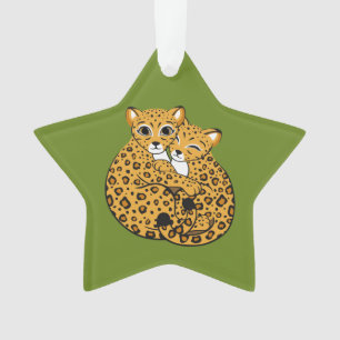 Amur Leopard Cubs Cuddling Art Ornament