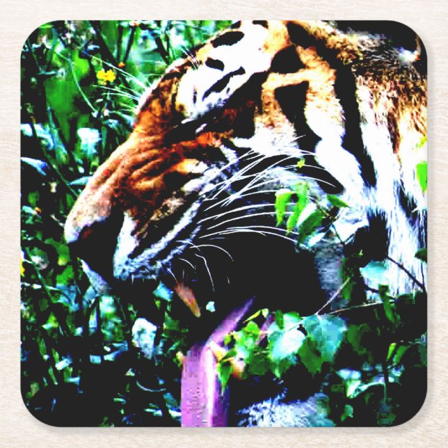 Amur Tiger coastercna Square Paper Coaster (Front)
