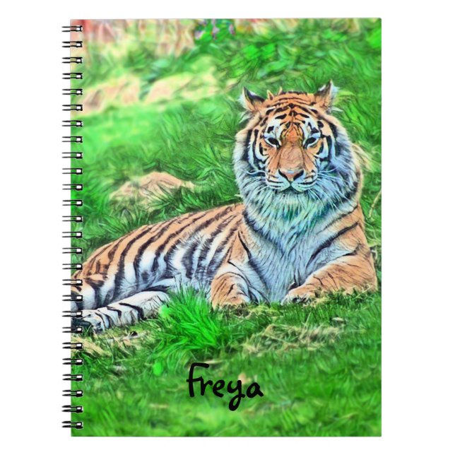 Amur Tiger in green Spiral notebook (Front)
