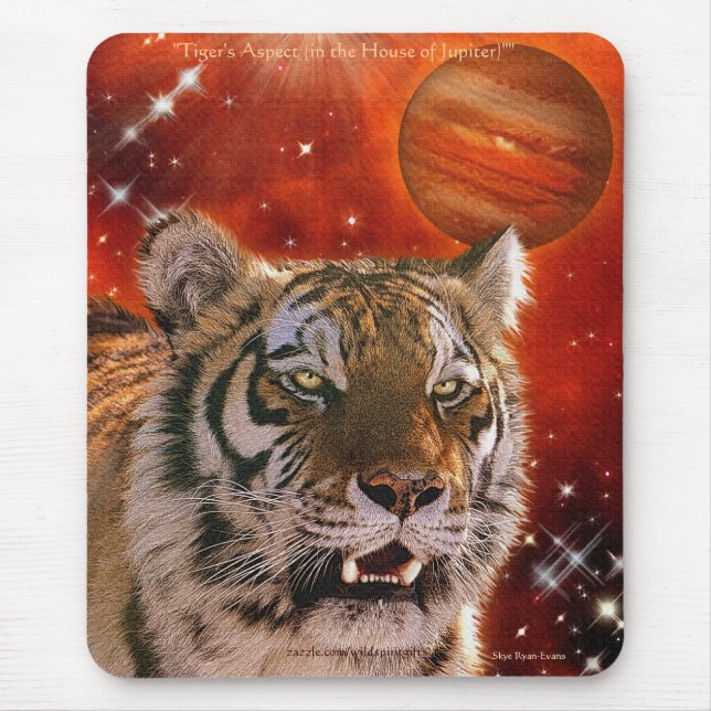 Amur Tiger & Jupiter Big Cat Fantasy Art Mousemat (Front)